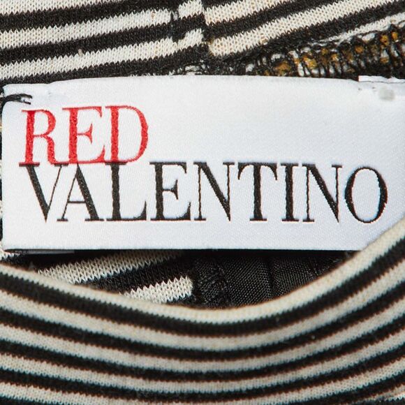 Red Valentino Monochrome Striped Bow Detail T-Shirt M